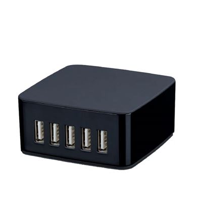 Cargador de pared USB RT-5 CoolBox 5 puertos Negro