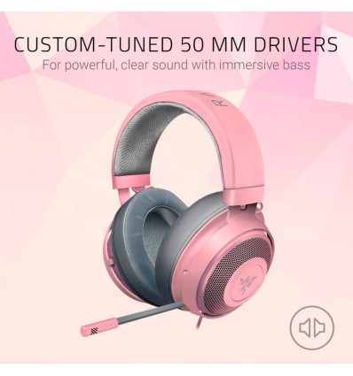 Headset gaming Razer Kraken Quartz Rosa - Auriculares para
