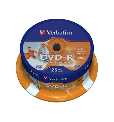 Bobina Verbatim DVD-R 4.7GB 16X 25UD P/N 43538