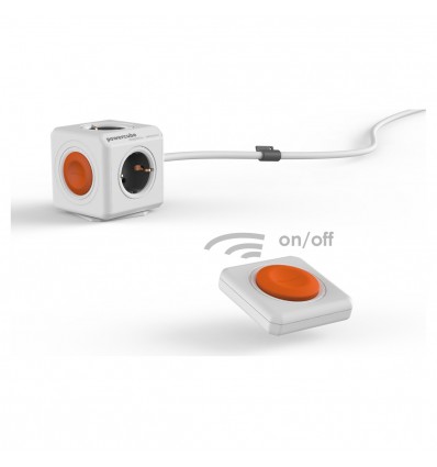 PowerCube Naranja con 4 tomas, cable y control remoto
