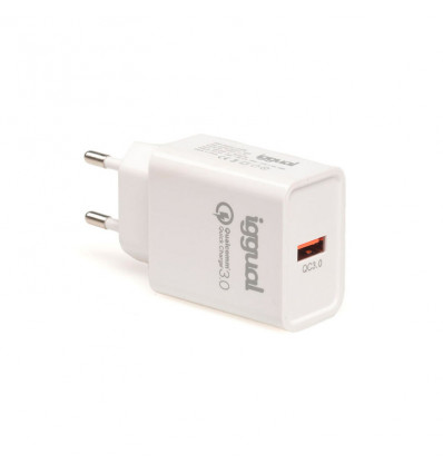 Cargador de pared Iggual USB-A Quick Charge 3.0 18W Blanco